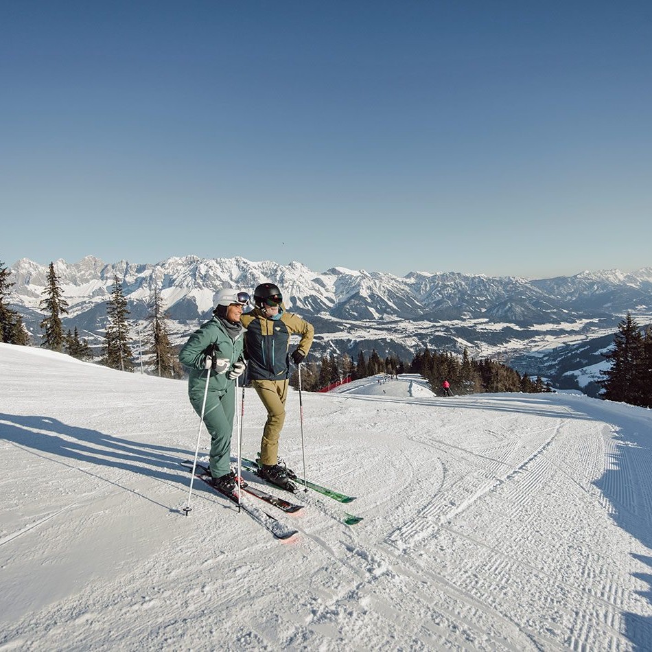 Skier enjoy the scenic view