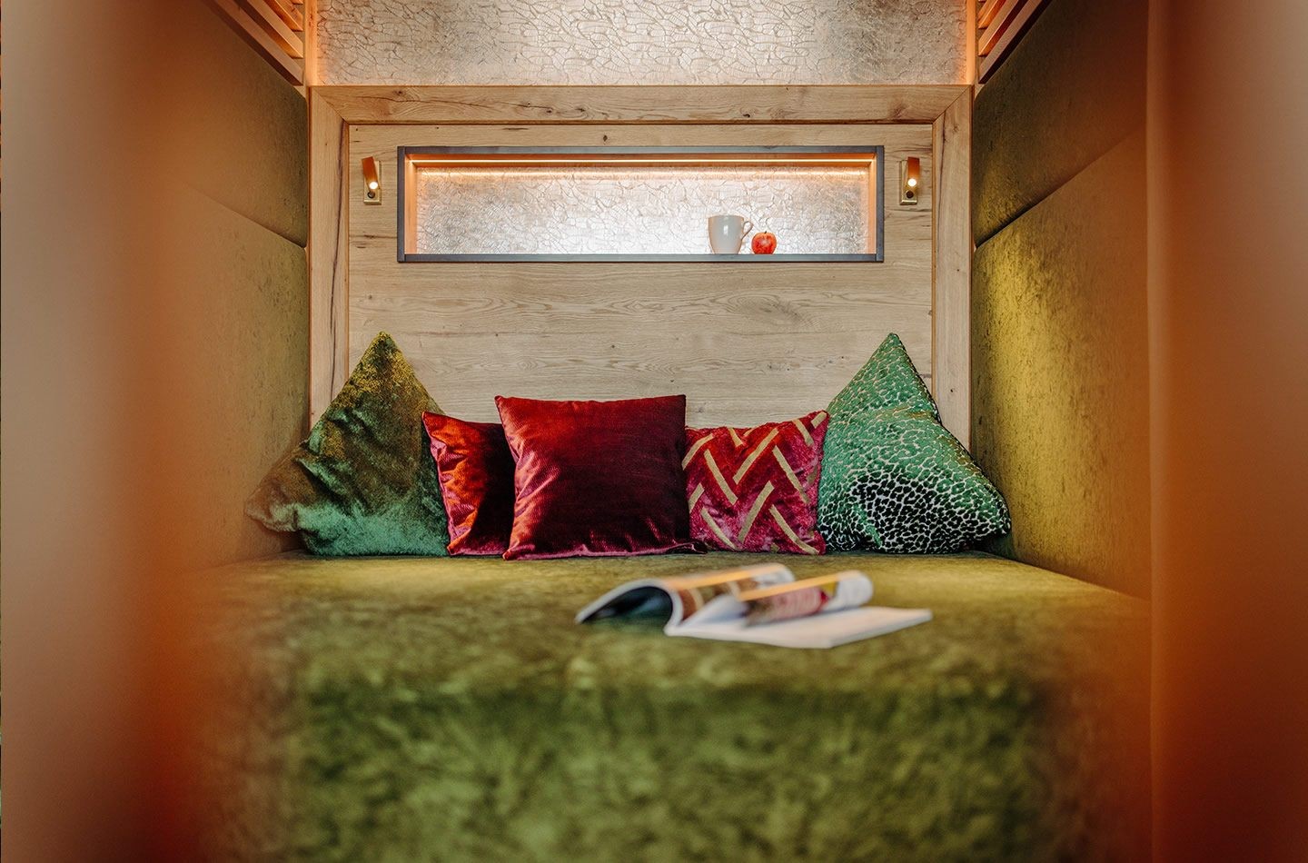 Cuddle boxes in the spa area