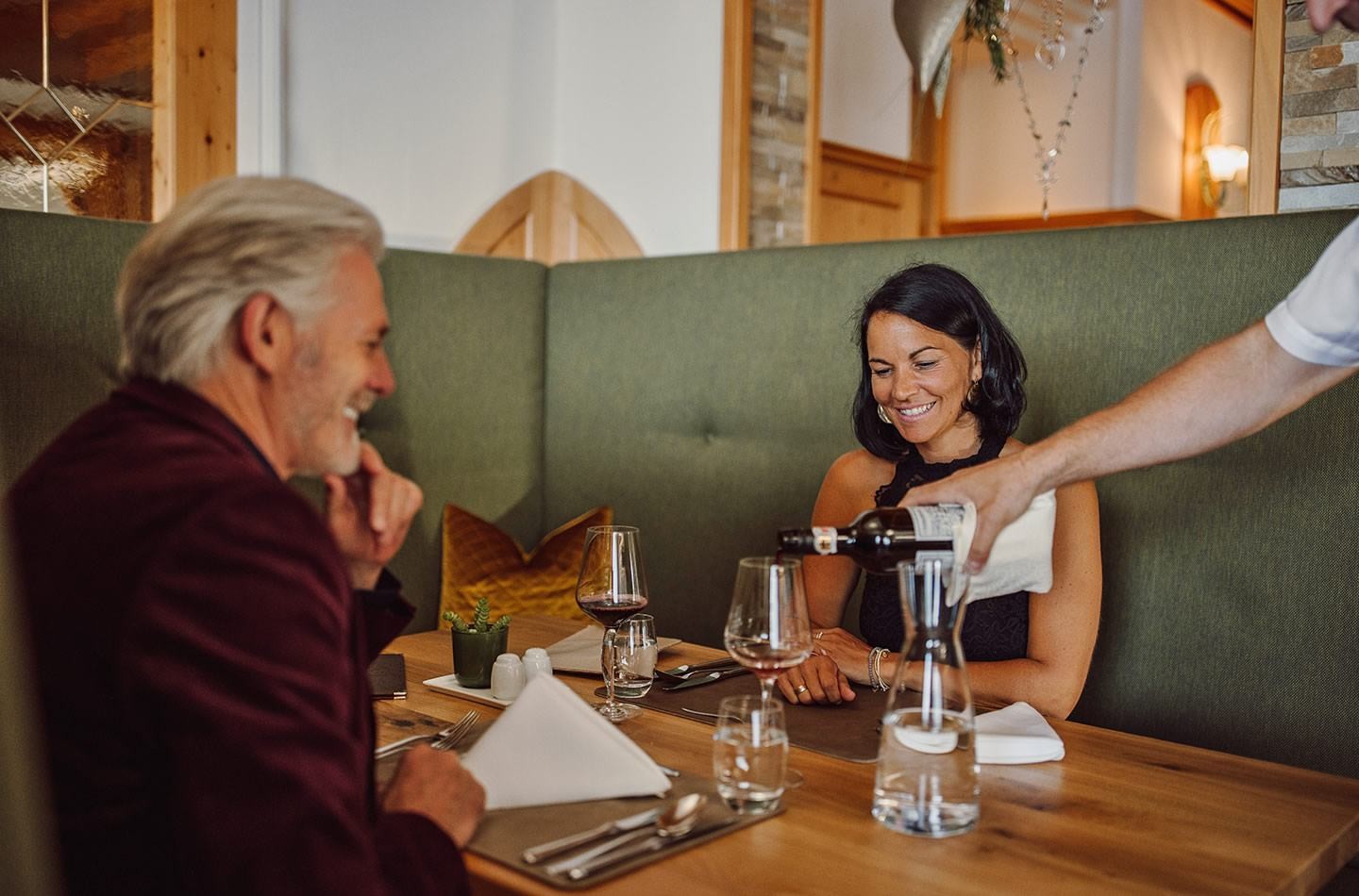 Drinking wine during the 4-course dinner