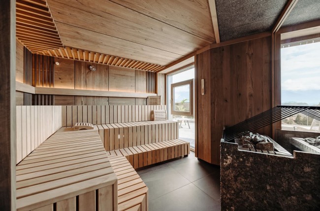 Panoramasauna mit Dachsteinblick
